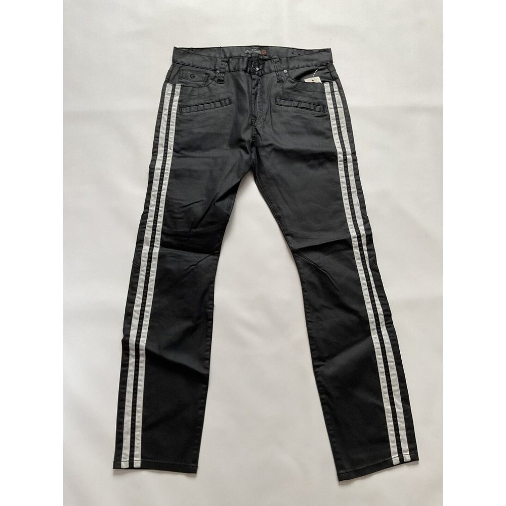 G By Guess Men’s Skinny Jeans Black Coated With Tuxedo Stripes Size 32